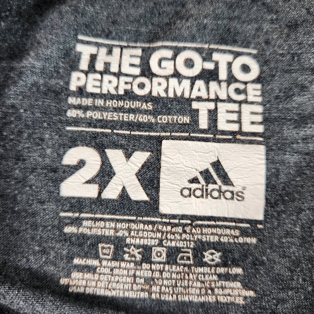 Adidas Men's Go-To Performance Tee 2XL Gray Active Wear Polyester Cotton Blend - Picture 6 of 7